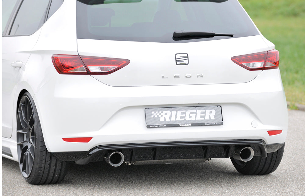 Rieger 00088090 SEAT 5F Leon Rear Diffuser for Sport Tailpipe Left & Right - Glossy Black