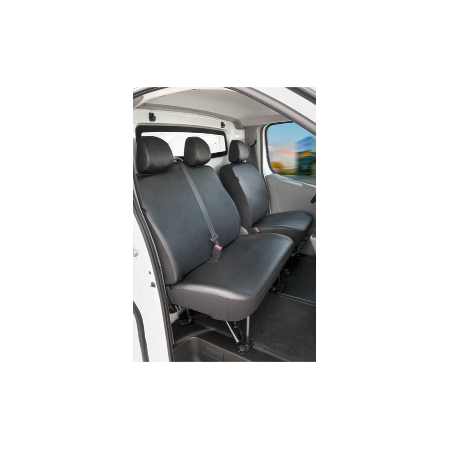 WALSER 11497 Car seat cover Black, Leatherette, Polyester, Front