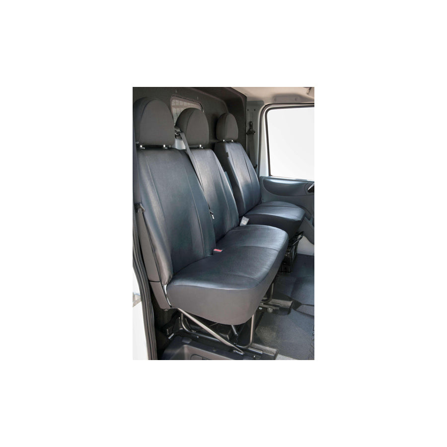 WALSER 11475 Car seat cover Black, Leatherette, Polyester, Front and Rear