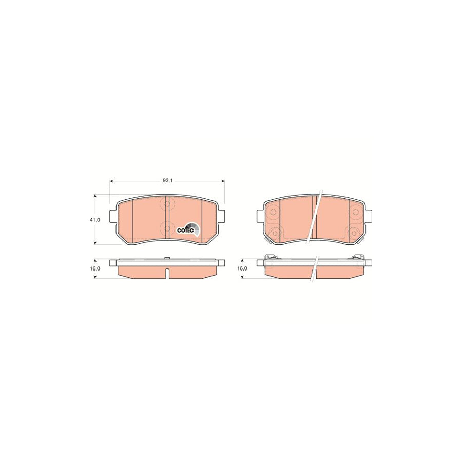 TRW Cotec Gdb3451 Brake Pad Set With Acoustic Wear Warning