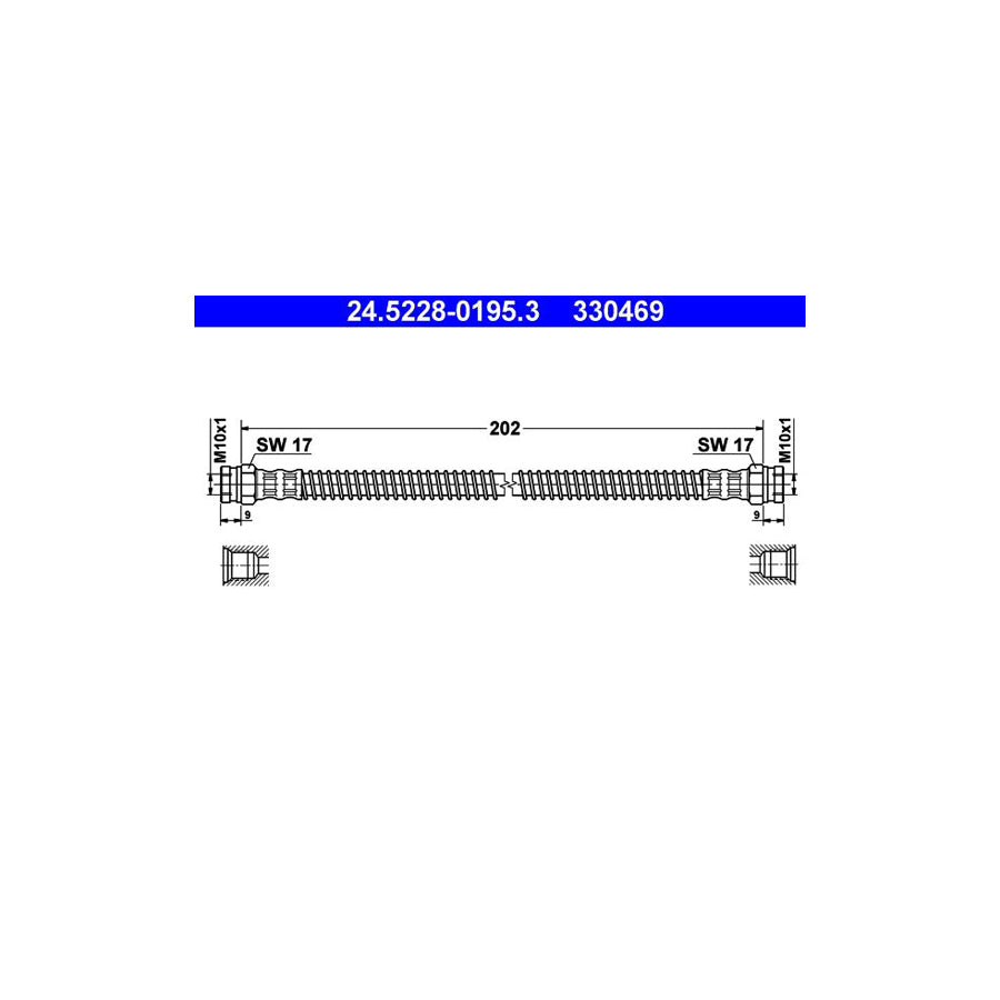 ATE 24 5228 0195 3 Brake Hose 202Mm