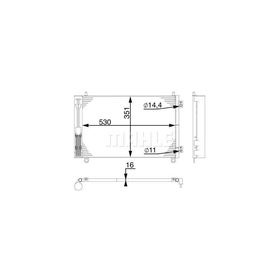 MAHLE ORIGINAL AC 664 000S Air conditioning condenser for PEUGEOT 206 with dryer