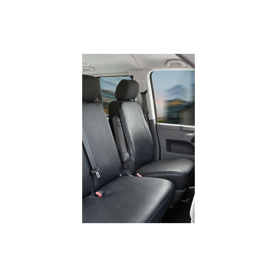 WALSER 11470 Car seat cover for VW TRANSPORTER Black, Leatherette, Polyester, Front