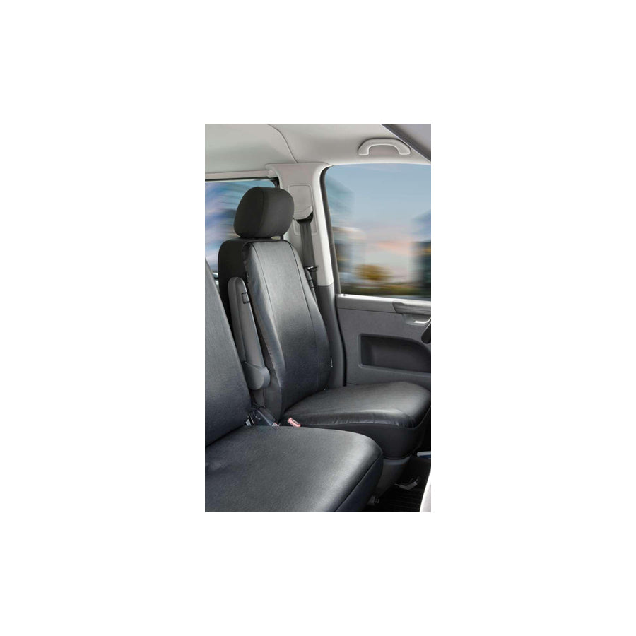 WALSER 11463 Car seat cover for VW TRANSPORTER Black, Leatherette, Polyester, Front