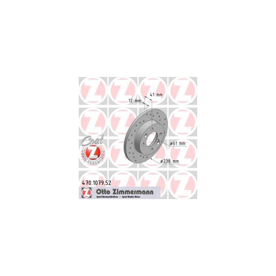 ZIMmERMANN SPORT COAT Z 470 1079 52 Brake Disc Perforated Solid Coated