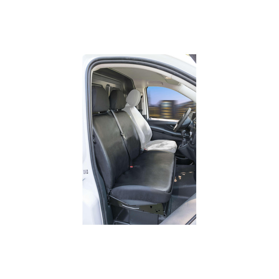 WALSER 11534 Car seat cover suitable for MERCEDES-BENZ V-Class (W447) Black, Leatherette, Polyester, Front