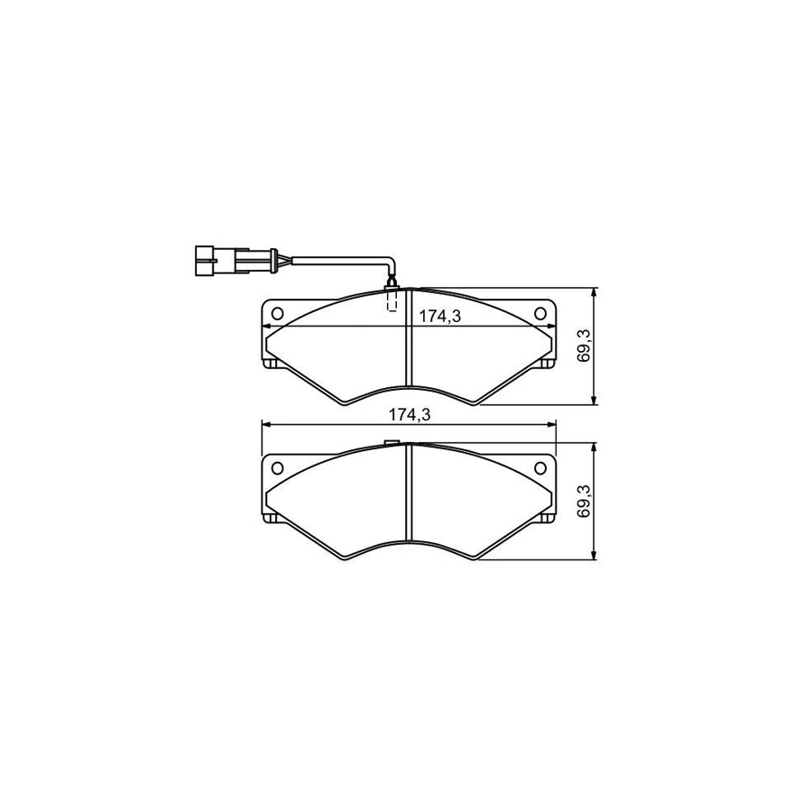 Bosch 0986494193 Brake Pad Set For Iveco Daily With Integrated Wear Sensor BP1103