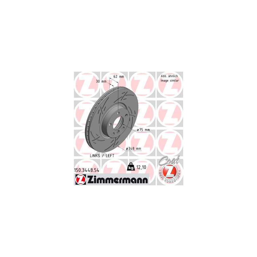 ZIMmERMANN BLACK Z 150 3448 54 Brake Disc Internally Vented Slotted Coated High carbon