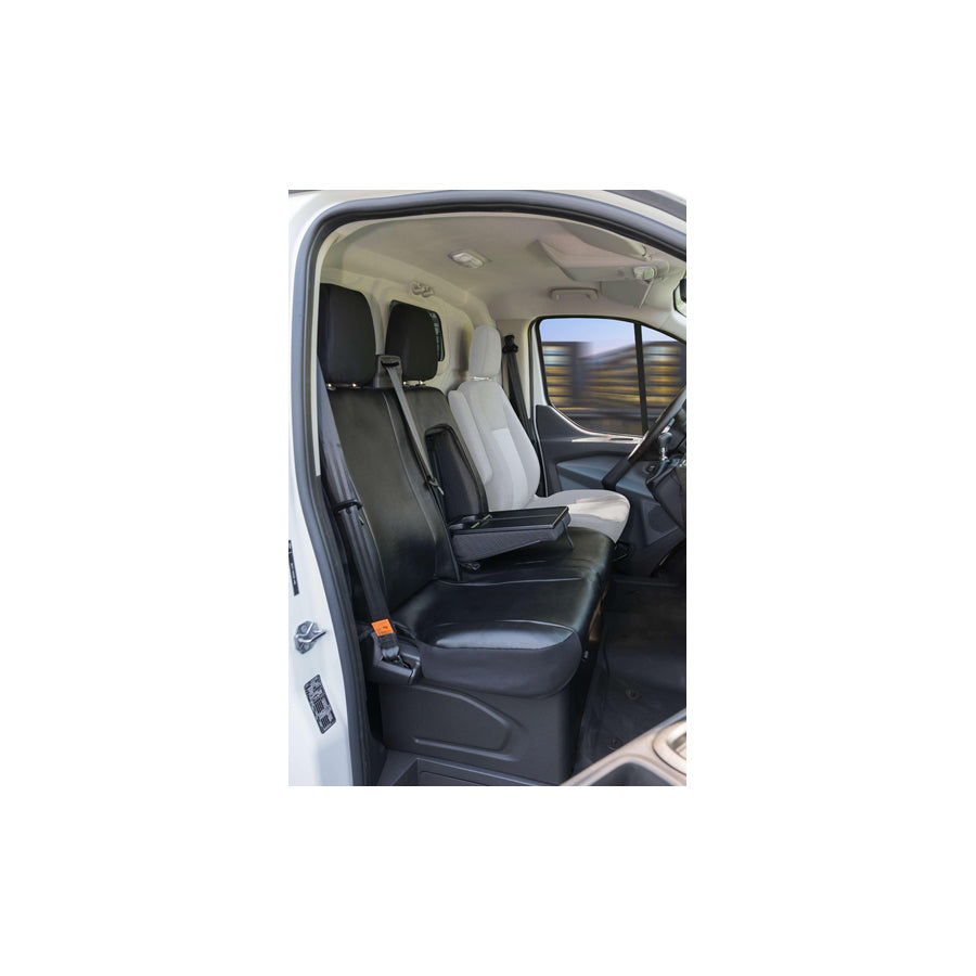 WALSER 11532 Car seat cover Black, Leatherette, Polyester, Front
