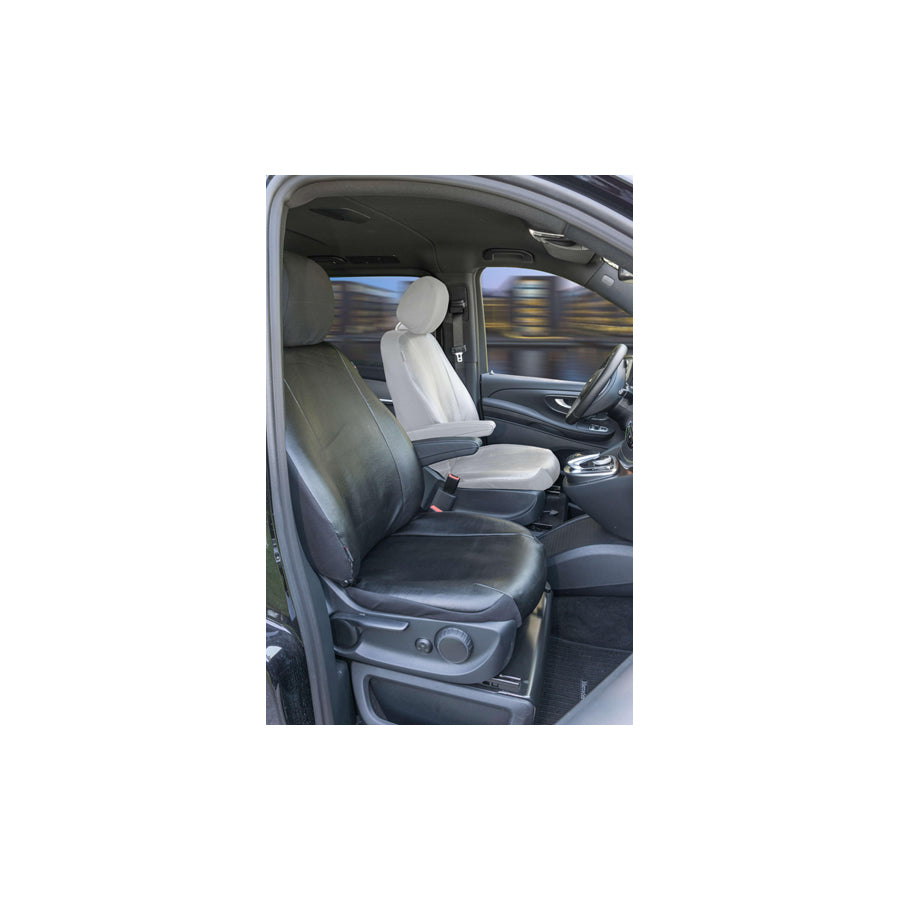 WALSER 11530 Car seat cover Black, Leatherette, Polyester, Front