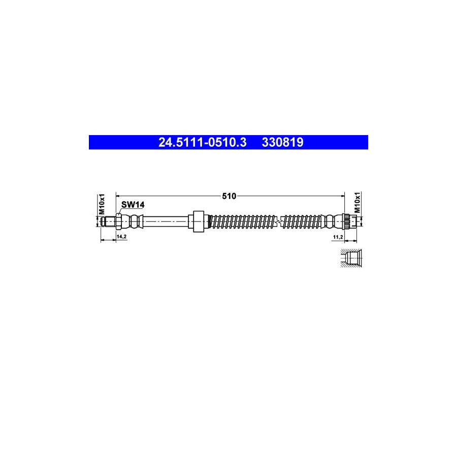 ATE 24 5111 0510 3 Brake Hose 510Mm M10X1 