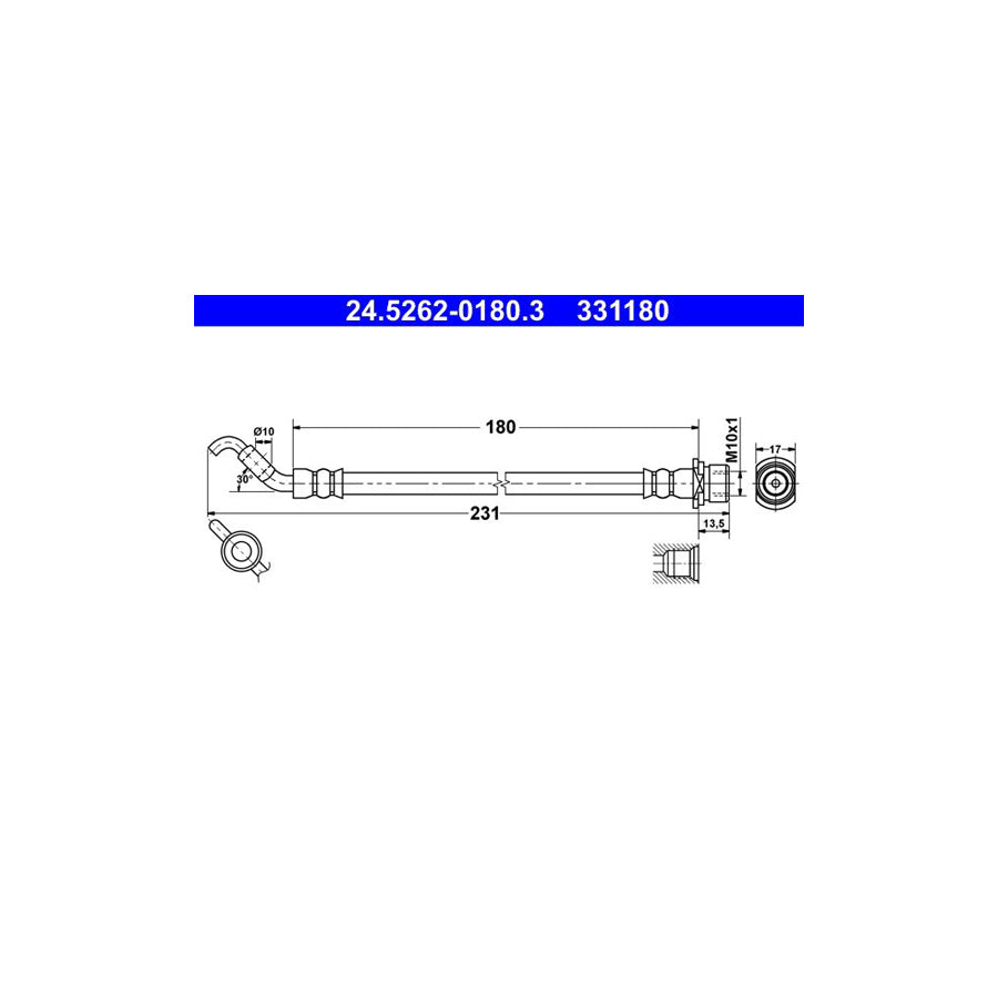 ATE 24 5262 0180 3 Brake Hose 180Mm M10X1 