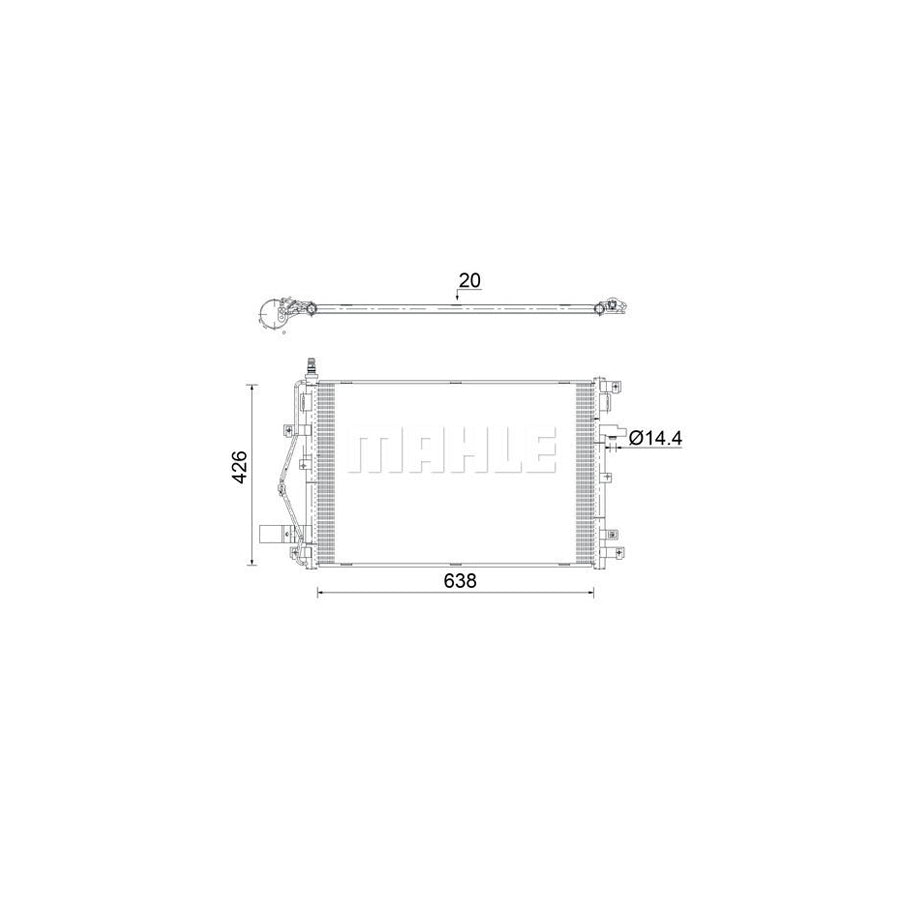 MAHLE ORIGINAL AC 924 000S Air conditioning condenser for VOLVO XC90 I (C, 275) without dryer