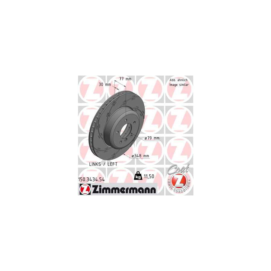 ZIMmERMANN BLACK Z 150 3434 54 Brake Disc Internally Vented Slotted Coated High carbon