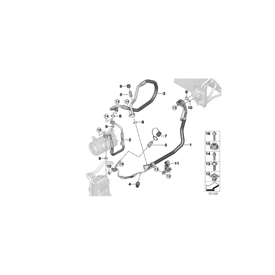 Genuine BMW 64508053488 Suction Pipe Evaporator-Compressor R1234YF (Inc. X3 M & X4 M) | Duco Car Parts UK Car Parts