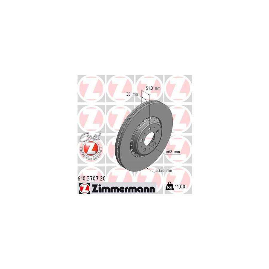 ZIMmERMANN COAT Z 610 3707 20 Brake Disc for VOLVO XC90 I C 275 Externally Vented Coated