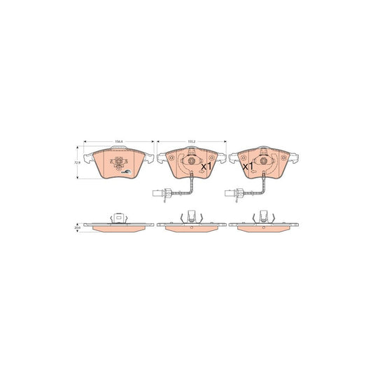 TRW Cotec Gdb1554 Brake Pad Set Incl Wear Warning Contact