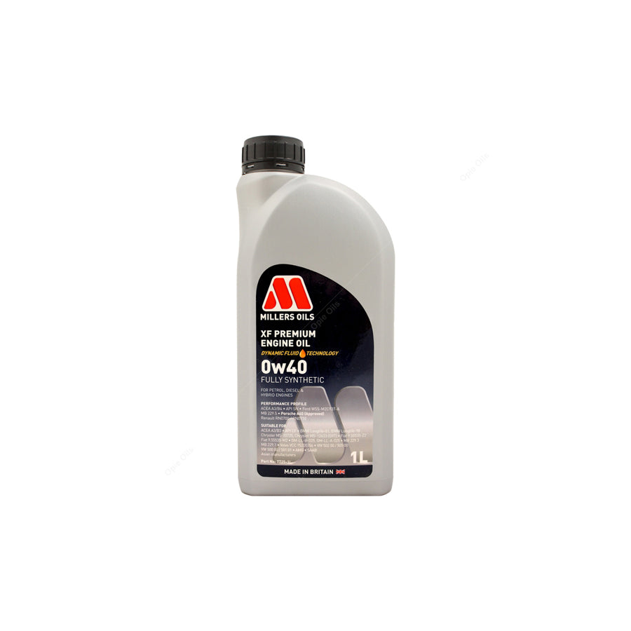 Millers Oils XF Premium 0W-40 Fully Synthetic Engine Oil 1l