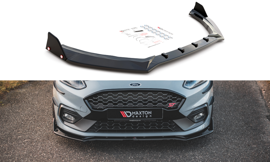 Maxton Design FO-FI-8-STLINE-FD4T+FSF Front Splitter + Flaps V.4 Ford Fiesta ST / ST-Line MK8 | Duco Car Parts UK Car Parts