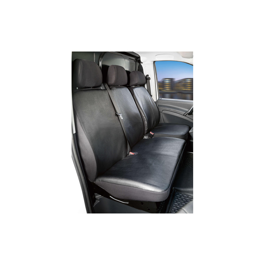 WALSER 11508 Car seat cover Black, Leatherette, Polyester, Front
