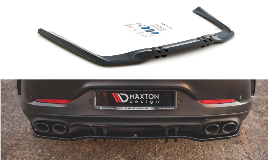 Maxton Design ME-GT-4D-53-RD1T+RD2T Central Rear Splitter (with vertical bars) Mercedes Benz AMG GT 53 4-Door Coupe | Duco Car Parts UK Car Parts