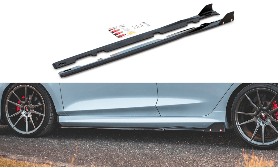 Maxton Design FO-FI-8-STLINE-SD2T+SF Side Skirts Diffusers + Flaps V.2 Ford Fiesta ST / ST-Line MK8 | Duco Car Parts UK Car Parts