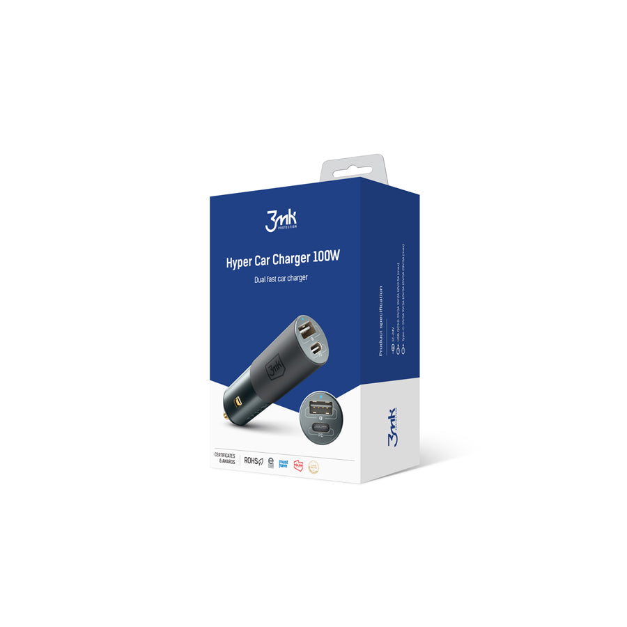 3MK Hyper Car Charger 5903108464574 In-car charger Number of inlets/outlets: 2, Silver