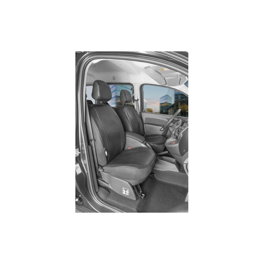 WALSER 11548 Car seat cover for RENAULT KANGOO Black, Leatherette, Polyester, Front
