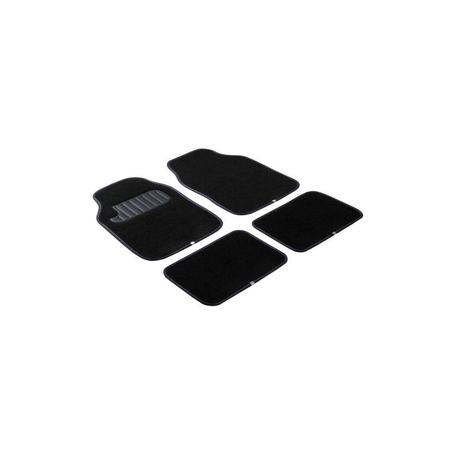 WALSER Universal fit, The Color 29013 Floor mat set Polyester, PP (Polypropylene), Front and Rear, Quantity: 4, Black, Violet