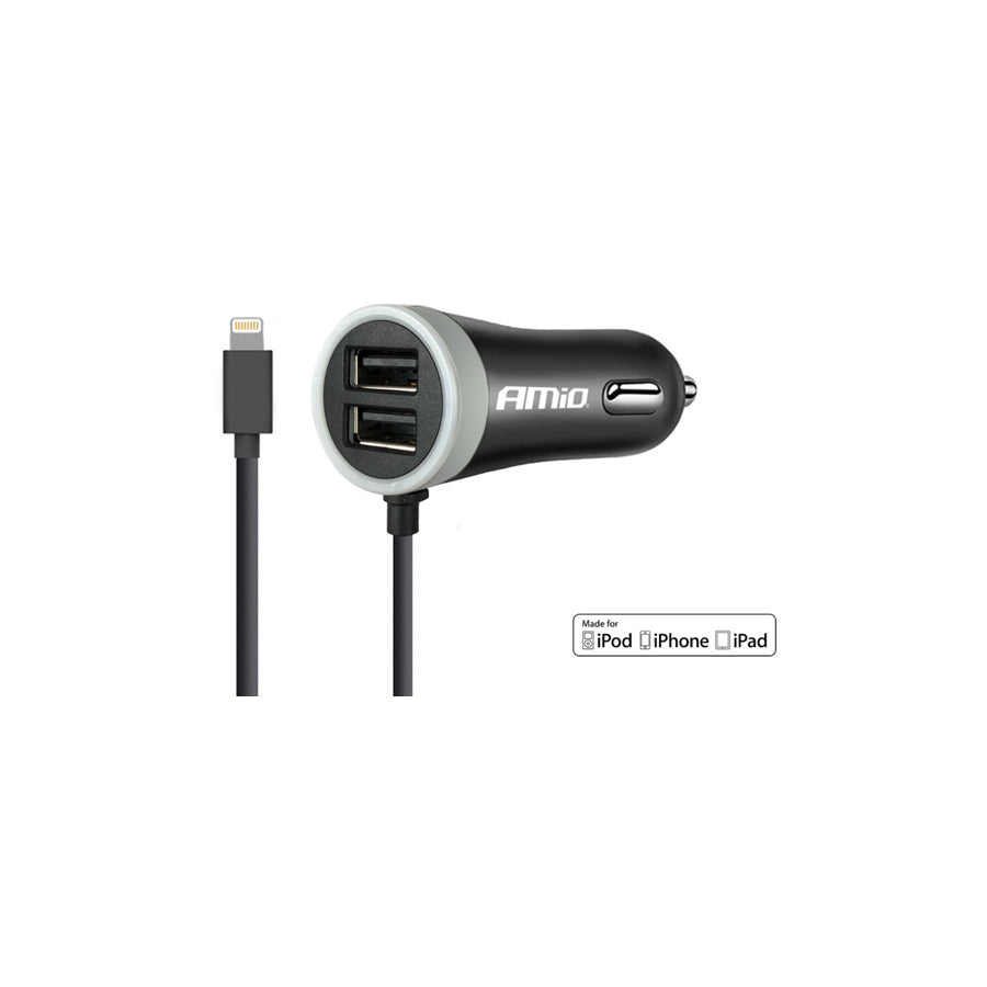 AMiO PCH PRO-02 02057 In-car charger Number of inlets/outlets: 2 USB; 1, with pipe, Black