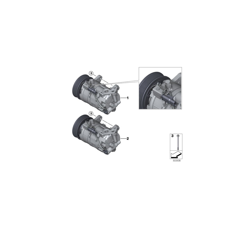 Genuine BMW 64527948798 F40 F44 Rp A/C Compressor W/O Magnetic Clutch (Inc. 218i, M135iX & M235iX) | Duco Car Parts UK Car Parts