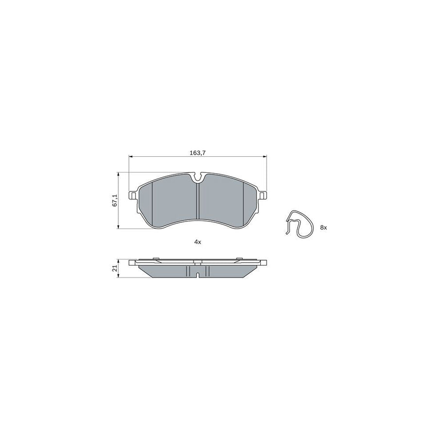 Bosch 0986424929 Brake Pad Set For Vw Crafter With Anti Squeak Plate With Mounting Manual With Spring BP2547