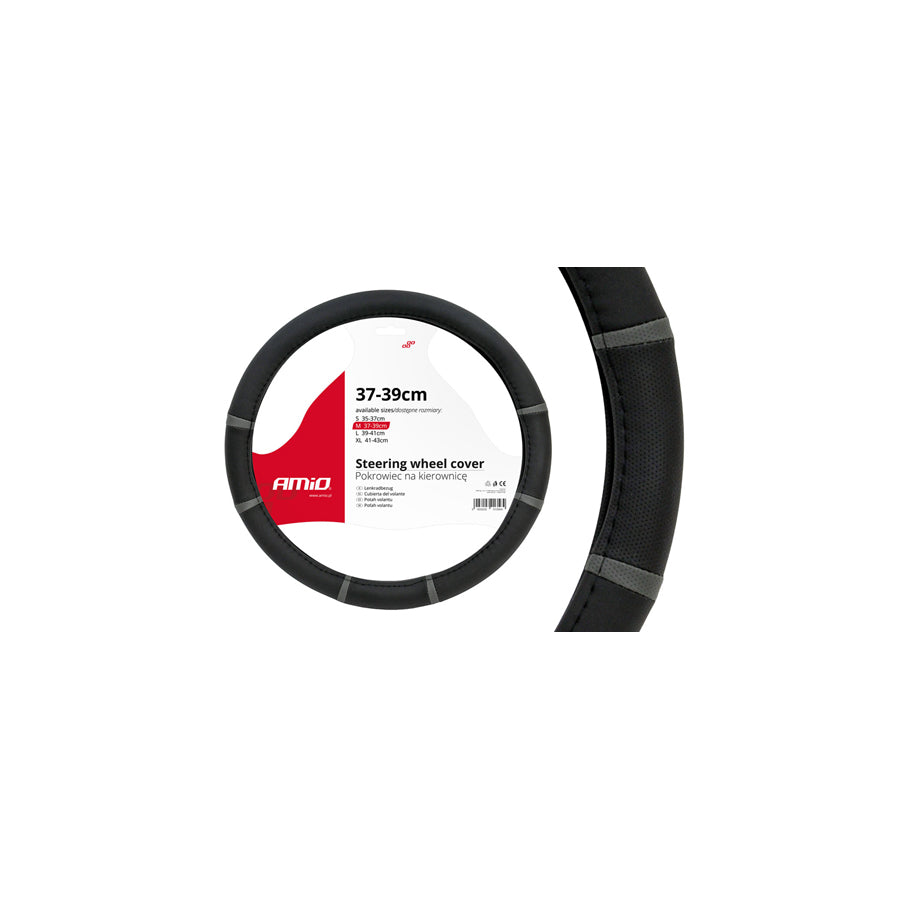 AMiO SWC-06 01361 Steering wheel cover Black, Grey, ?: 37-39cm, PP (Polypropylene)
