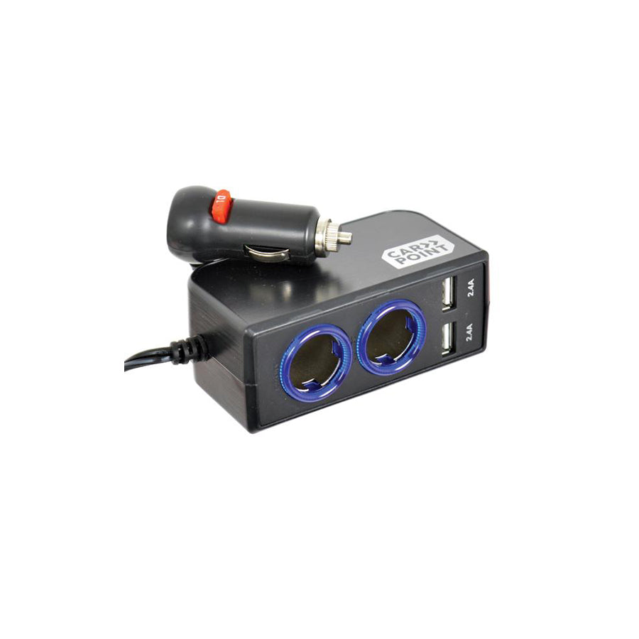 CARPOINT 0517014 Cigarette lighter splitter 5 (x2)V, with pipe