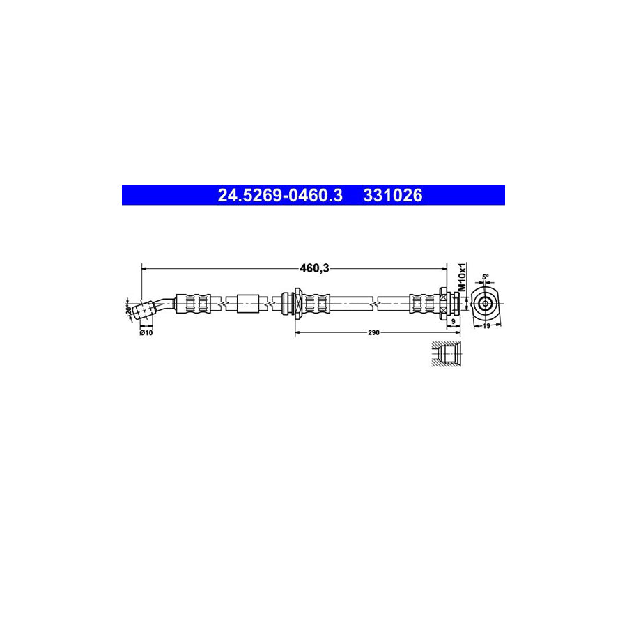 ATE 24 5269 0460 3 Brake Hose for NISSAN Micra II Hatchback K11 460 3Mm M10X1
