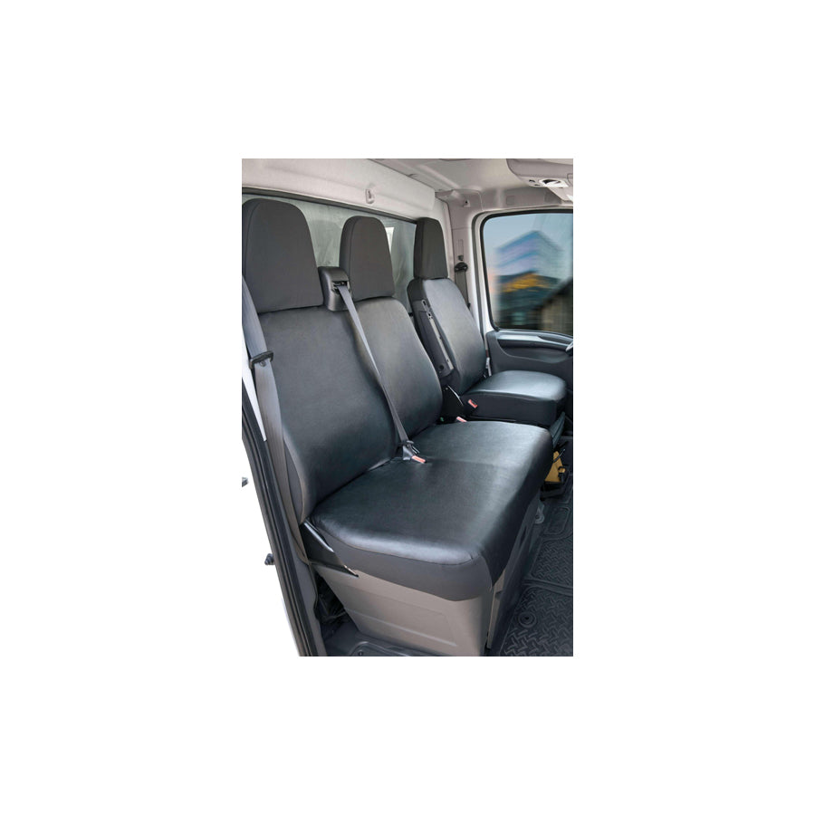 WALSER 11537 Car seat cover for FIAT DUCATO Black, Leatherette, Polyester, Front