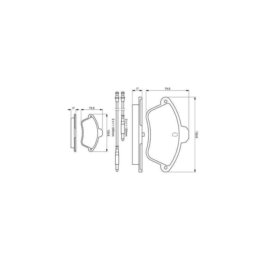 Bosch 0986460957 Brake Pad Set Incl Wear Warning Contact With Anti Squeak Plate BP526