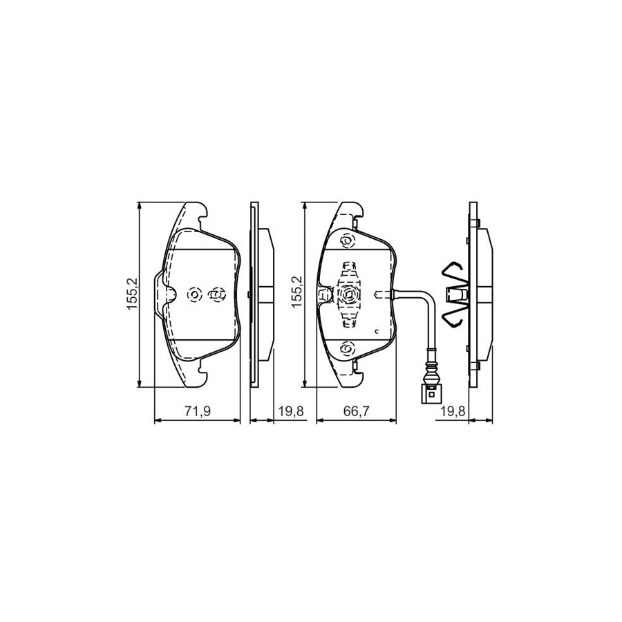 Bosch 0986Tb3154 Brake Pad Set Incl Wear Warning Contact With Integrated Wear Sensor