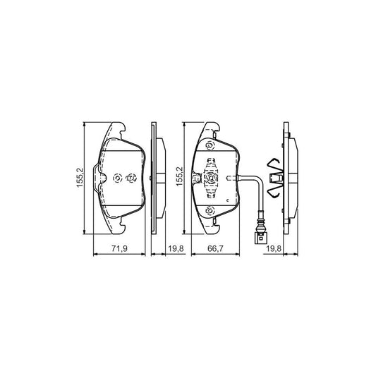 Bosch 0986Tb3154 Brake Pad Set Incl Wear Warning Contact With Integrated Wear Sensor