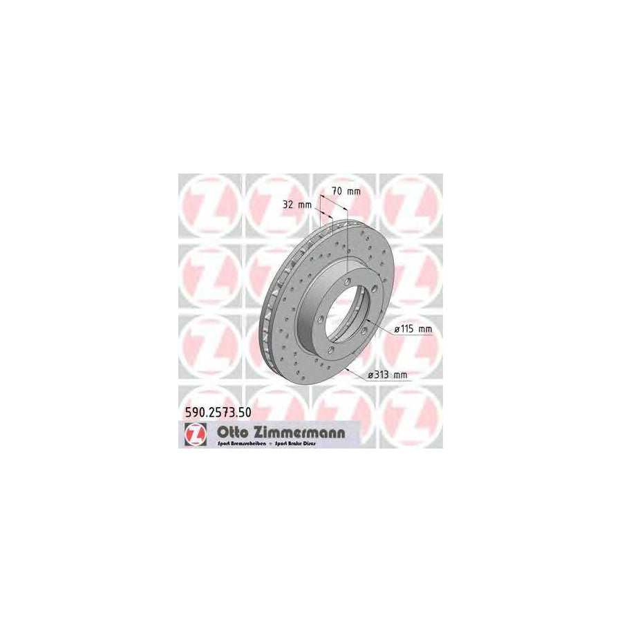 ZIMmERMANN 590 2573 50 Brake Disc for TOYOTA Land Cruiser Amazon J100 Internally Vented Perforated