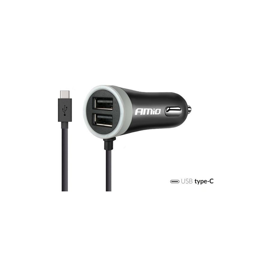 AMiO PCH PRO-03 02058 In-car charger Number of inlets/outlets: 2 USB; 1, with pipe, Black