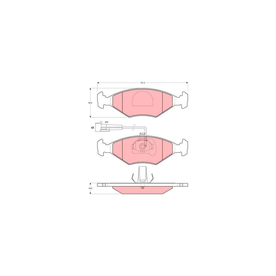 TRW Gdb1340 Brake Pad Set Incl Wear Warning Contact