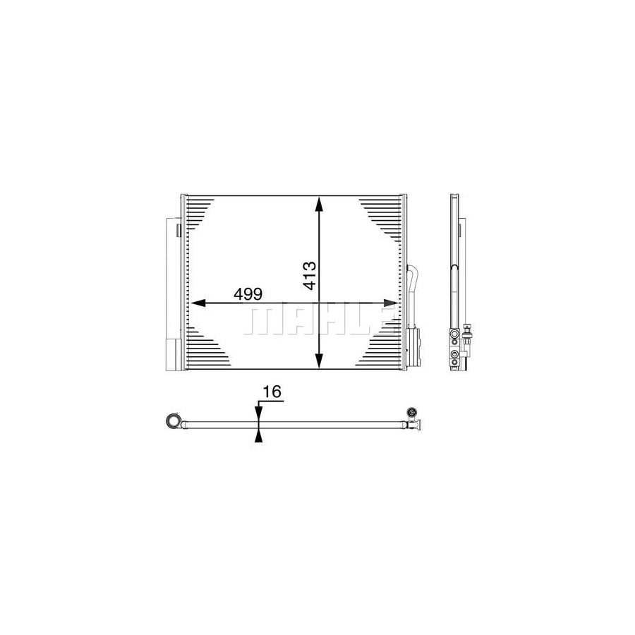 MAHLE ORIGINAL AC 50 000P Air conditioning condenser with dryer, with pressure switch