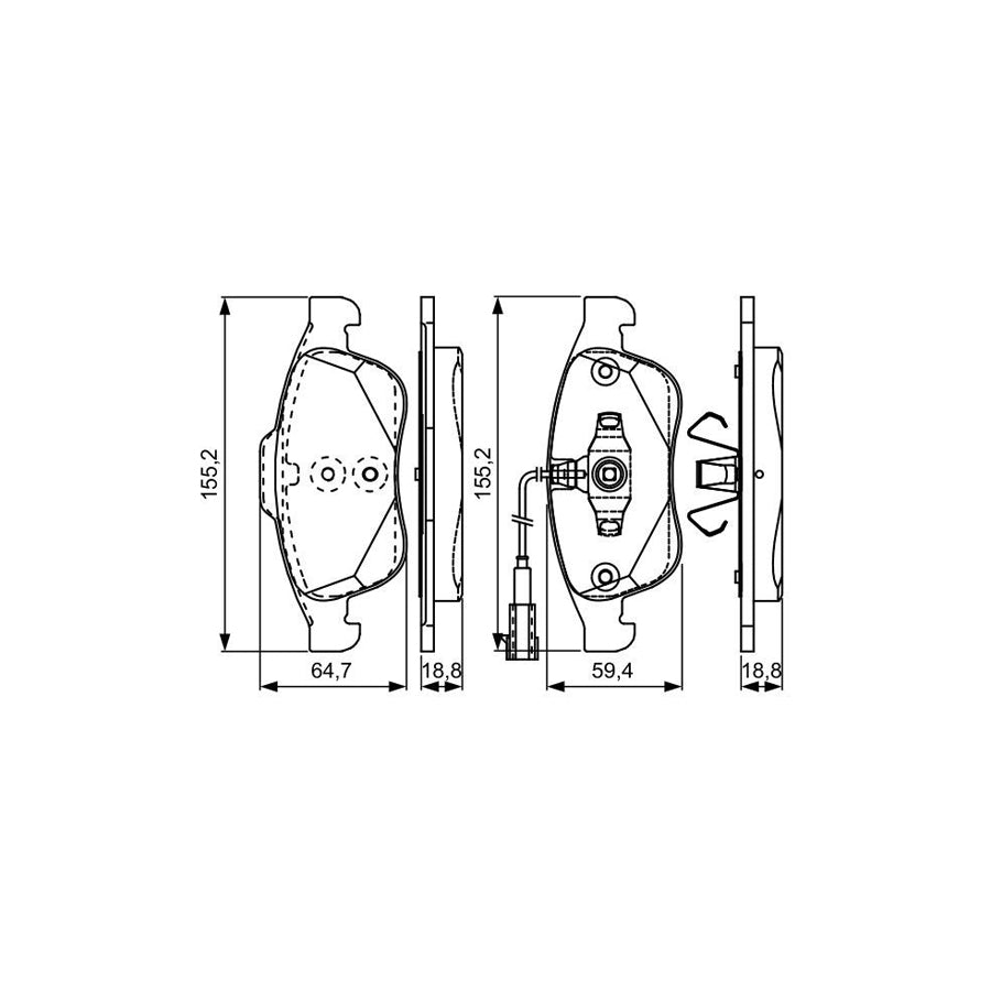 Bosch 0986495312 Brake Pad Set For Alfa Romeo Giulietta With Integrated Wear Sensor With Anti Squeak Plate With Mounting Manual BP1601