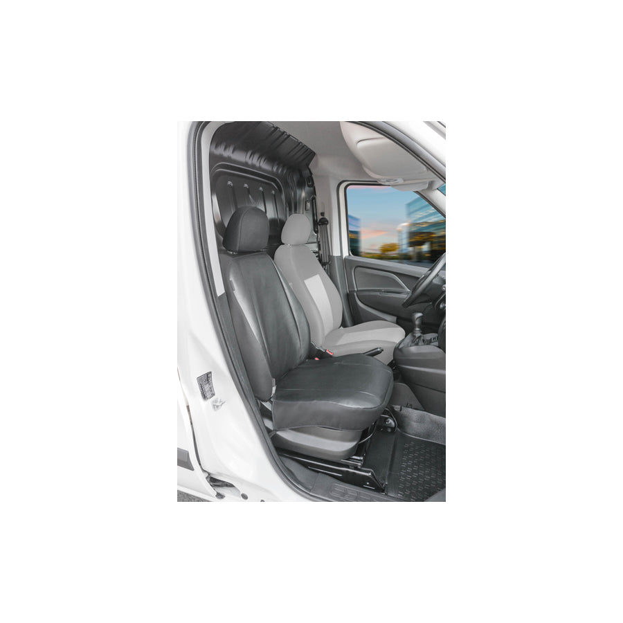 WALSER 11550 Car seat cover for FIAT DOBLO Black, Leatherette, Polyester, Front