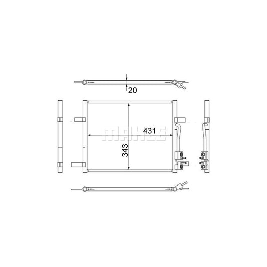 MAHLE ORIGINAL AC 511 000S Air conditioning condenser for FORD KA Hatchback (RB) without dryer