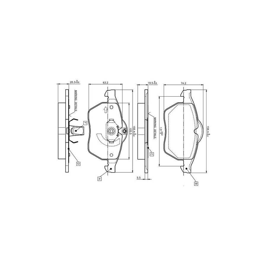 Bosch 0986Tb2017 Brake Pad Set Excl Wear Warning Contact With Accessories