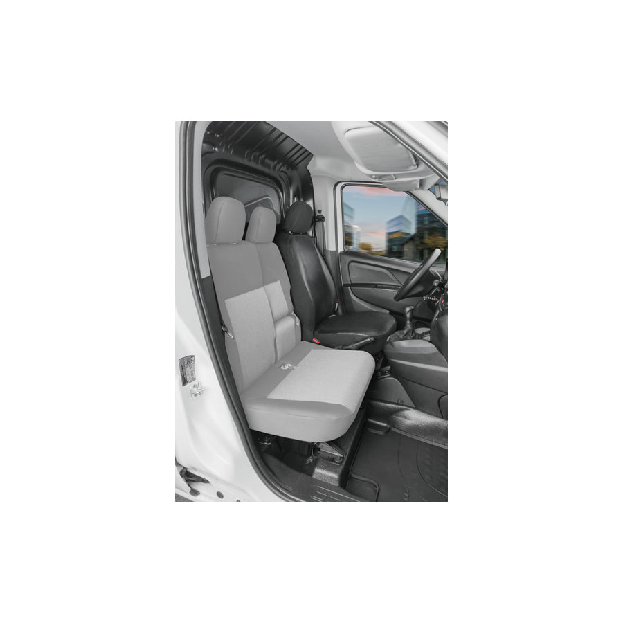WALSER 11549 Car seat cover for FIAT DOBLO Grey, Leatherette, Polyester, Front