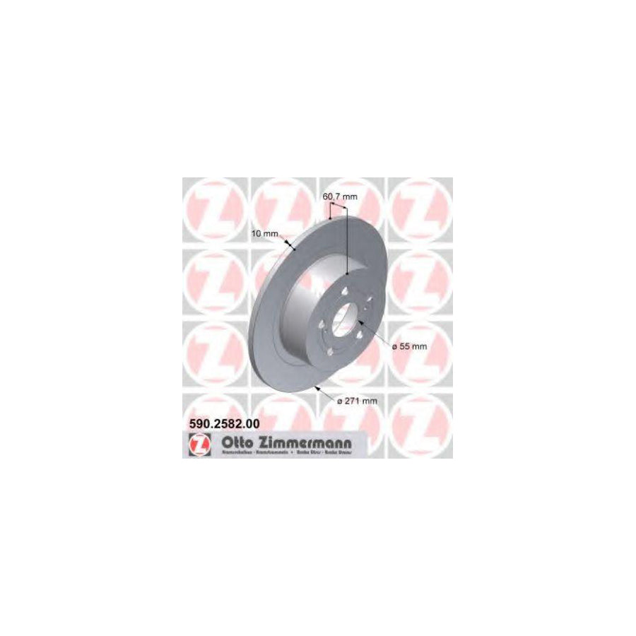 ZIMmERMANN 590 2582 00 Brake Disc for TOYOTA AVENSIS Solid