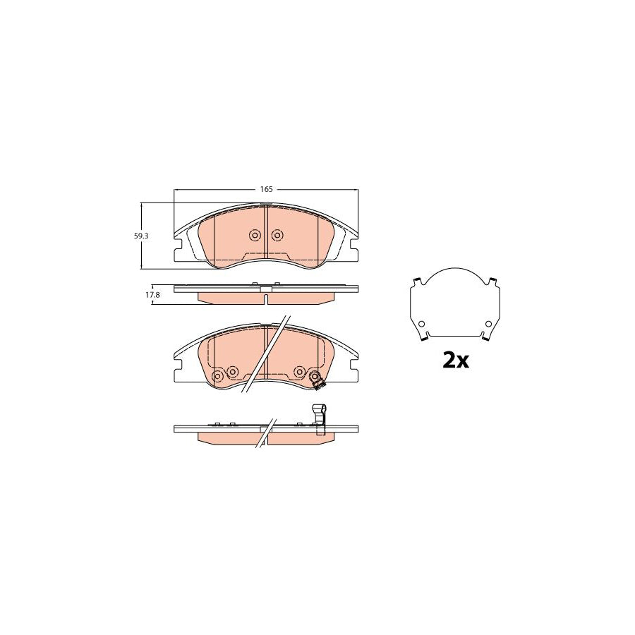 TRW Gdb3635 Brake Pad Set For Kia Cerato With Acoustic Wear Warning
